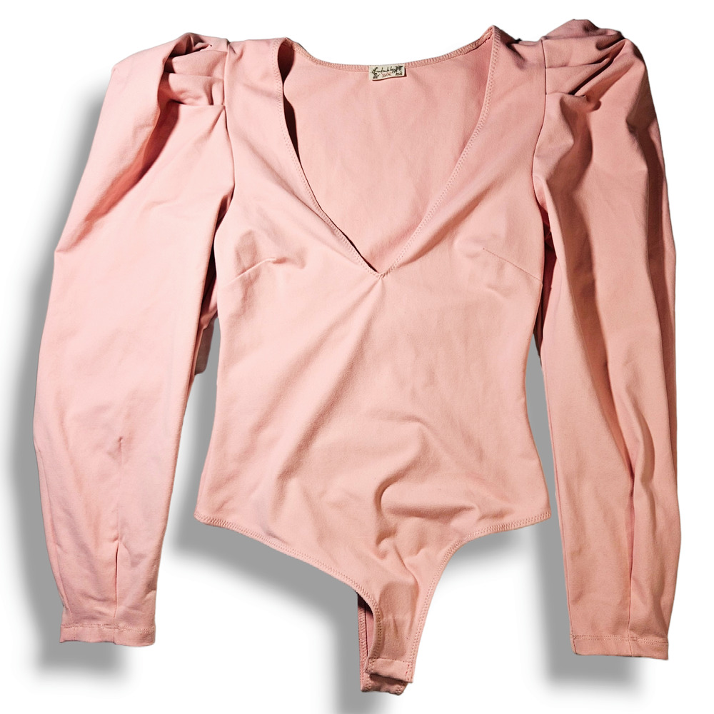 NWOT Free People Va Va Voop‎ Long Sleeve Bodysuit Sz. XS [0-2] Heart Haze Pink - Picture 4 of 11